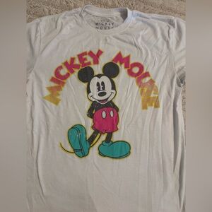 Disney Mickey Mouse White Tee with Pink and Teal Accents